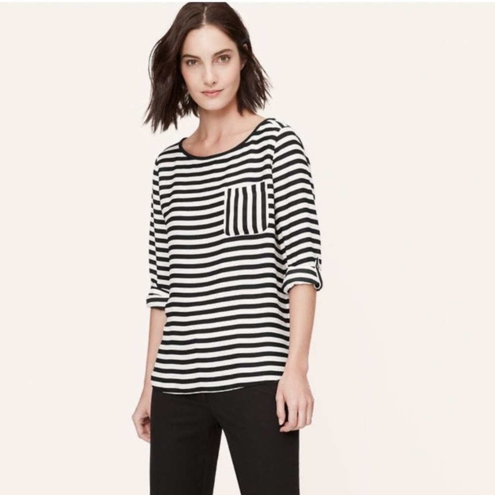 LOFT B&W Striped Blouse